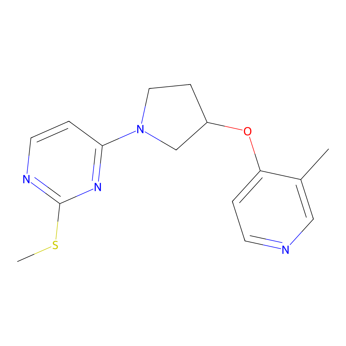 4-{3-[(3-Methylpyridin-4-yl)oxy]pyrrolidin-1-yl}-2-(methylsulfanyl)pyrimidine molecular structure, CAS 2742029-65-6