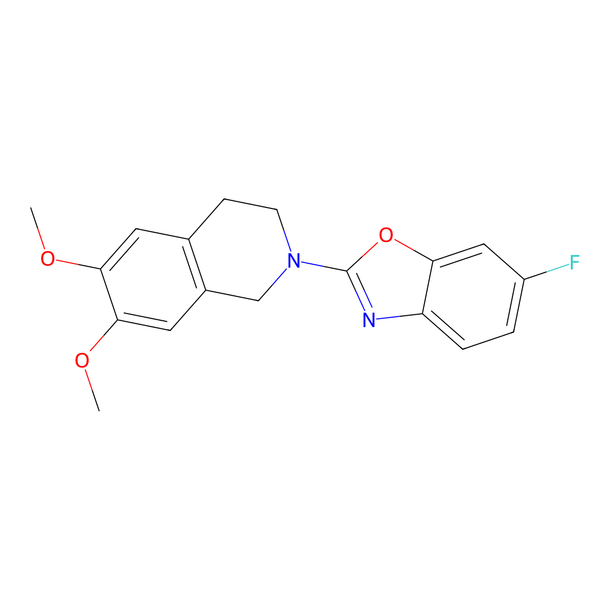 2-(6-Fluoro-1,3-benzoxazol-2-yl)-6,7-dimethoxy-1,2,3,4-tetrahydroisoquinoline molecular structure, CAS 2742029-69-0