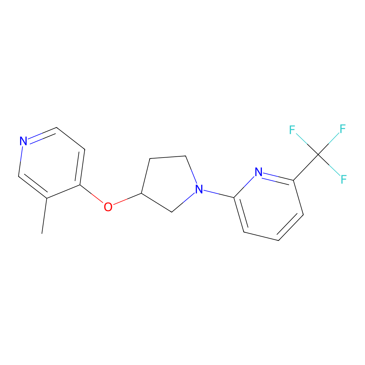 2-{3-[(3-Methylpyridin-4-yl)oxy]pyrrolidin-1-yl}-6-(trifluoromethyl)pyridine molecular structure, CAS 2742029-70-3