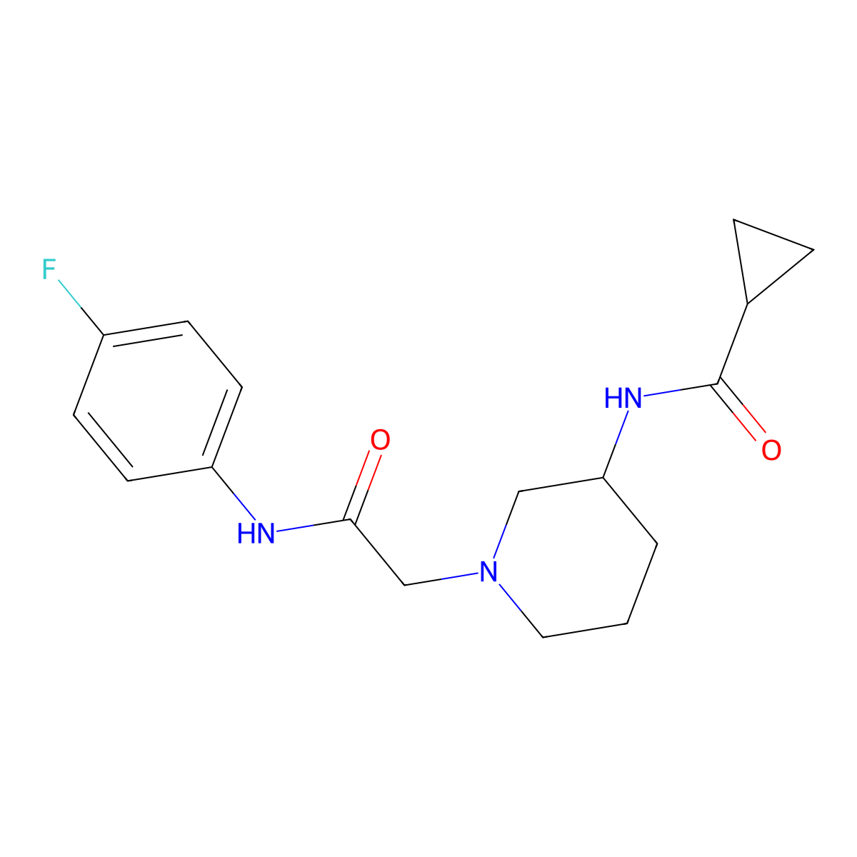 N-(1-{[(4-fluorophenyl)carbamoyl]methyl}piperidin-3-yl)cyclopropanecarboxamide molecular structure, CAS 2742029-72-5