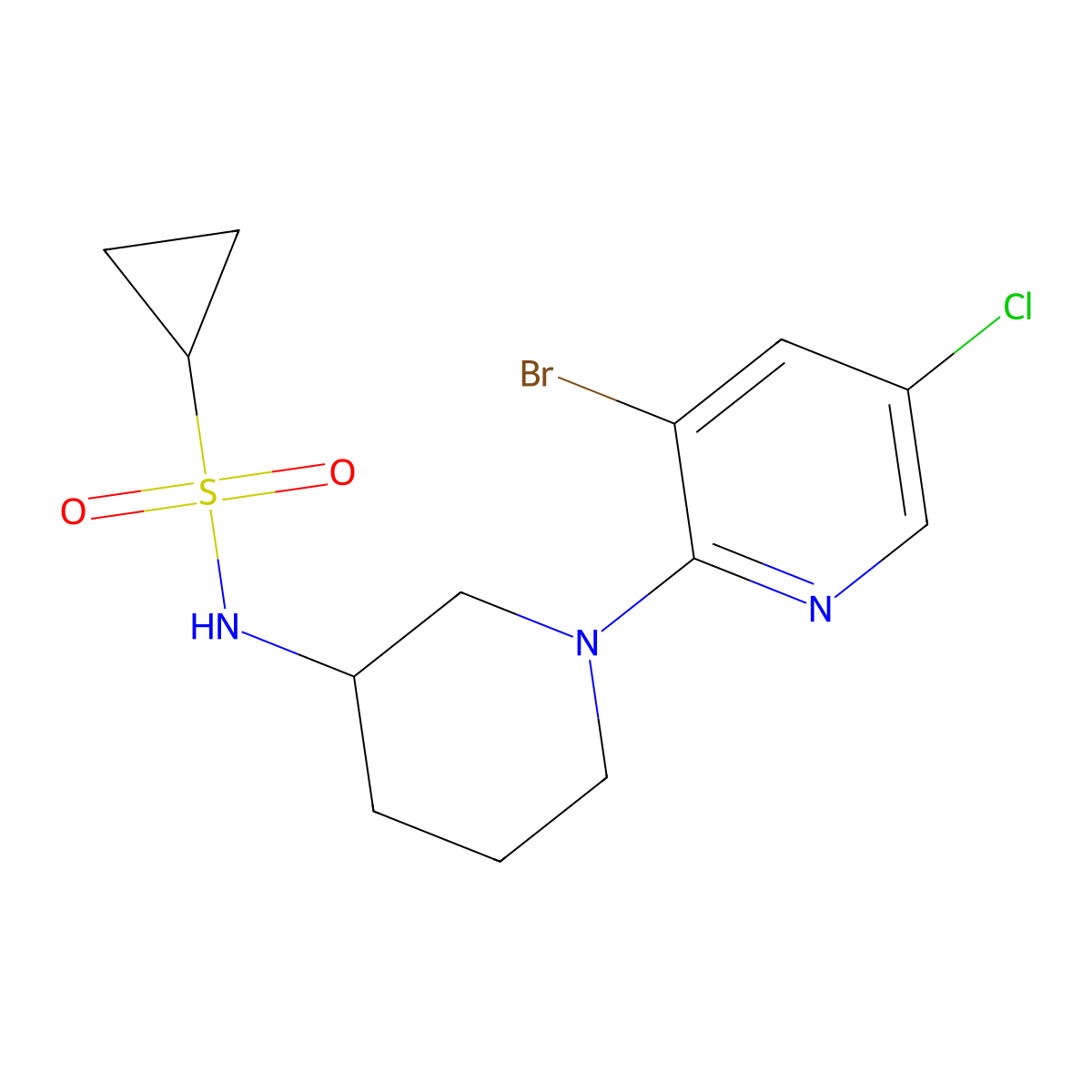 N-[1-(3-bromo-5-chloropyridin-2-yl)piperidin-3-yl]cyclopropanesulfonamide molecular structure, CAS 2742029-76-9