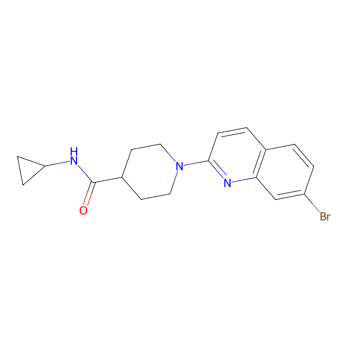 1-(7-bromoquinolin-2-yl)-N-cyclopropylpiperidine-4-carboxamide molecular structure, CAS 2742029-79-2