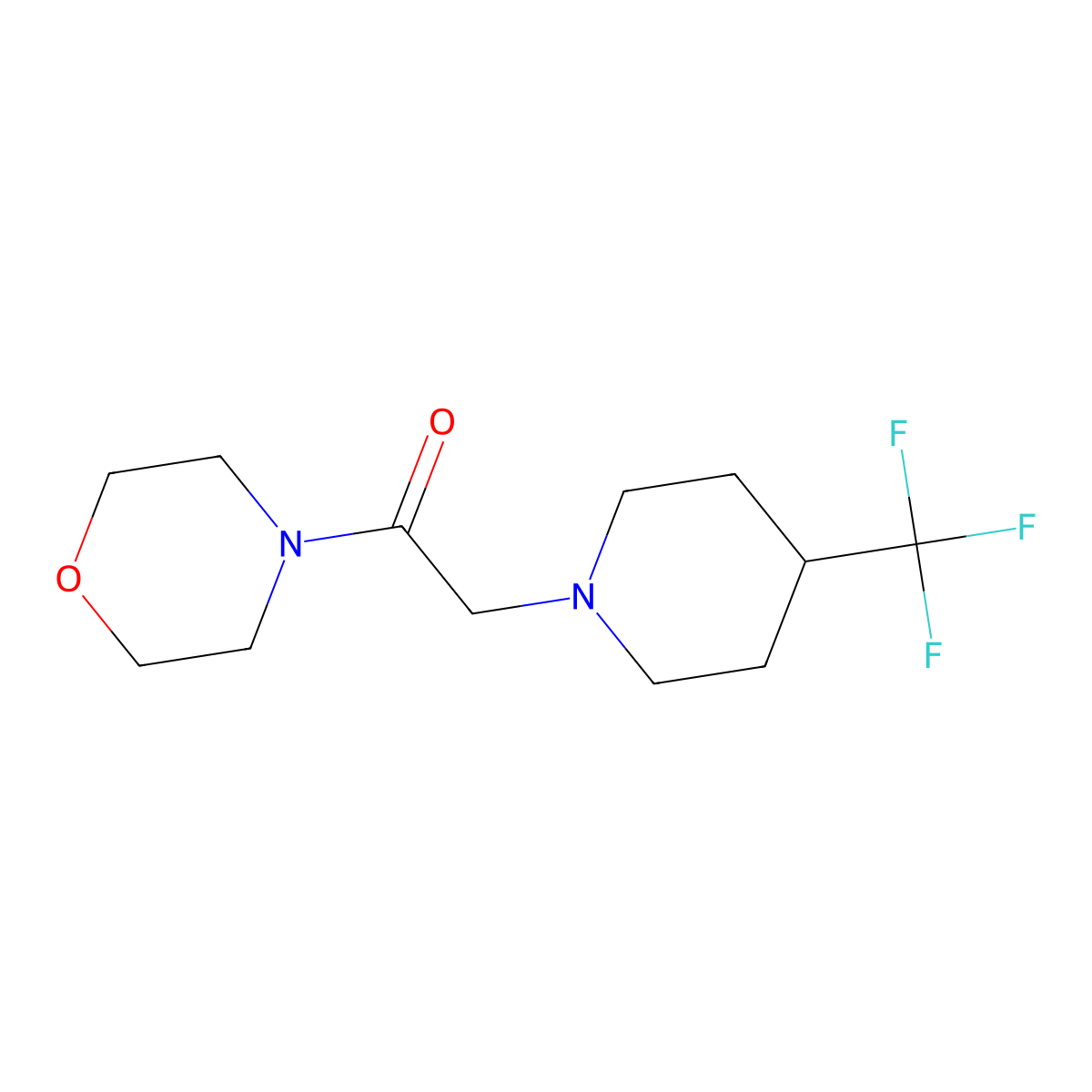 1-(Morpholin-4-yl)-2-[4-(trifluoromethyl)piperidin-1-yl]ethan-1-one molecular structure, CAS 2742029-80-5
