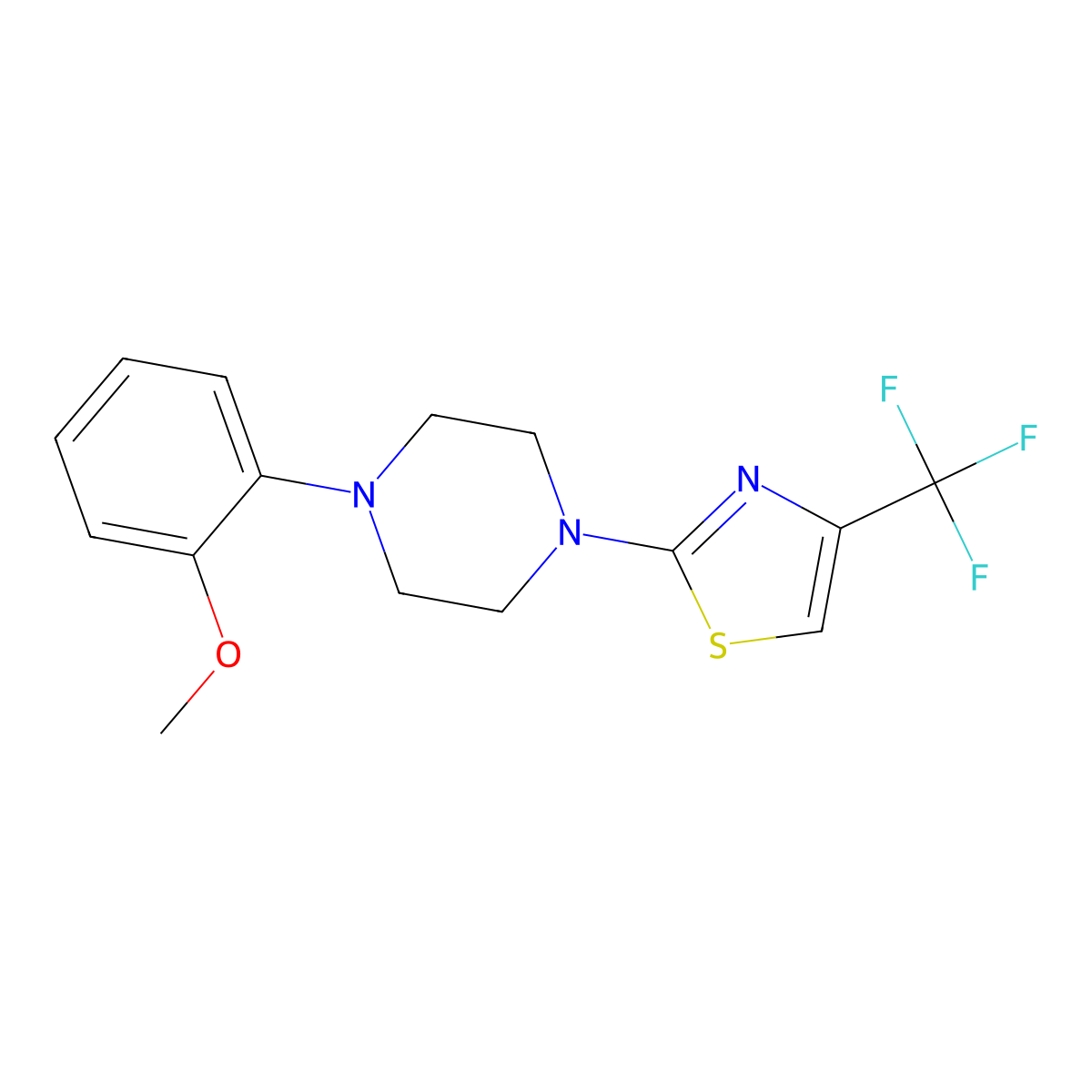1-(2-Methoxyphenyl)-4-[4-(trifluoromethyl)-1,3-thiazol-2-yl]piperazine molecular structure, CAS 2742029-83-8