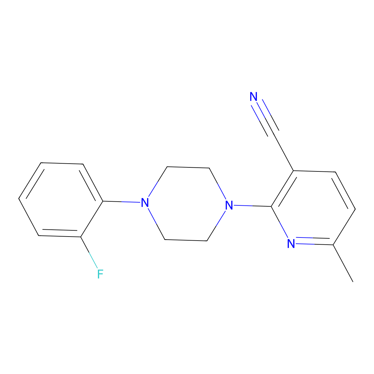 2-[4-(2-Fluorophenyl)piperazin-1-yl]-6-methylpyridine-3-carbonitrile molecular structure, CAS 2742029-88-3