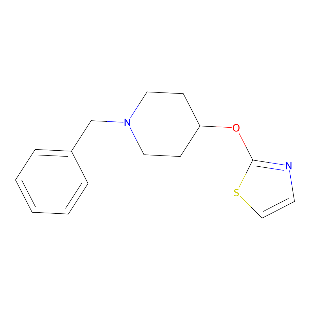 1-Benzyl-4-(1,3-thiazol-2-yloxy)piperidine molecular structure, CAS 2742029-90-7