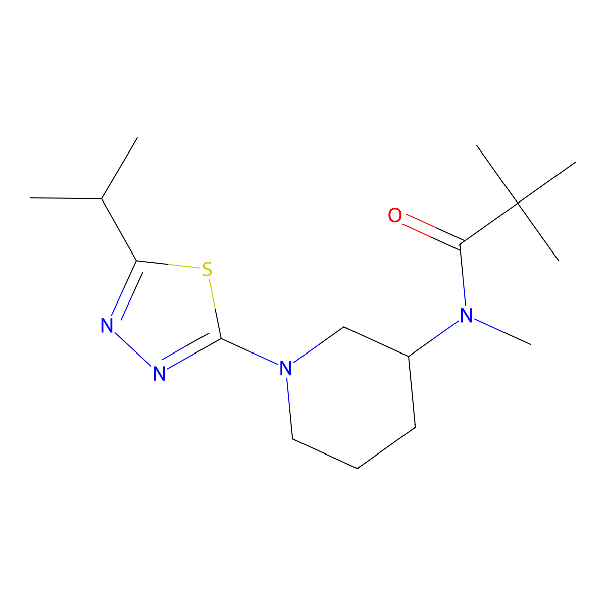 N,2,2-trimethyl-N-{1-[5-(propan-2-yl)-1,3,4-thiadiazol-2-yl]piperidin-3-yl}propanamide molecular structure, CAS 2742029-93-0