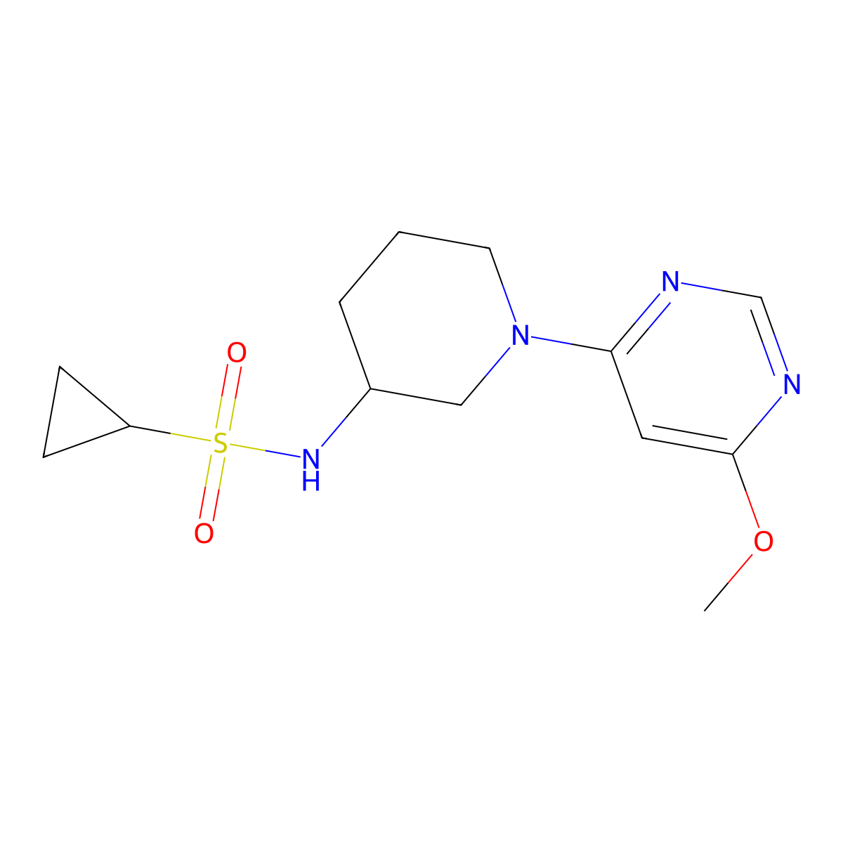 N-[1-(6-methoxypyrimidin-4-yl)piperidin-3-yl]cyclopropanesulfonamide molecular structure, CAS 2742029-94-1
