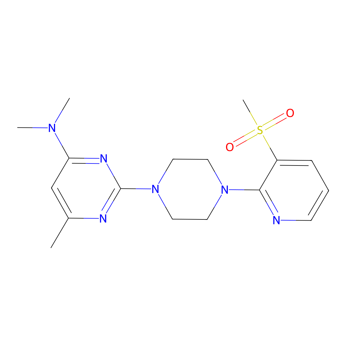 2-[4-(3-methanesulfonylpyridin-2-yl)piperazin-1-yl]-N,N,6-trimethylpyrimidin-4-amine molecular structure, CAS 2742029-96-3