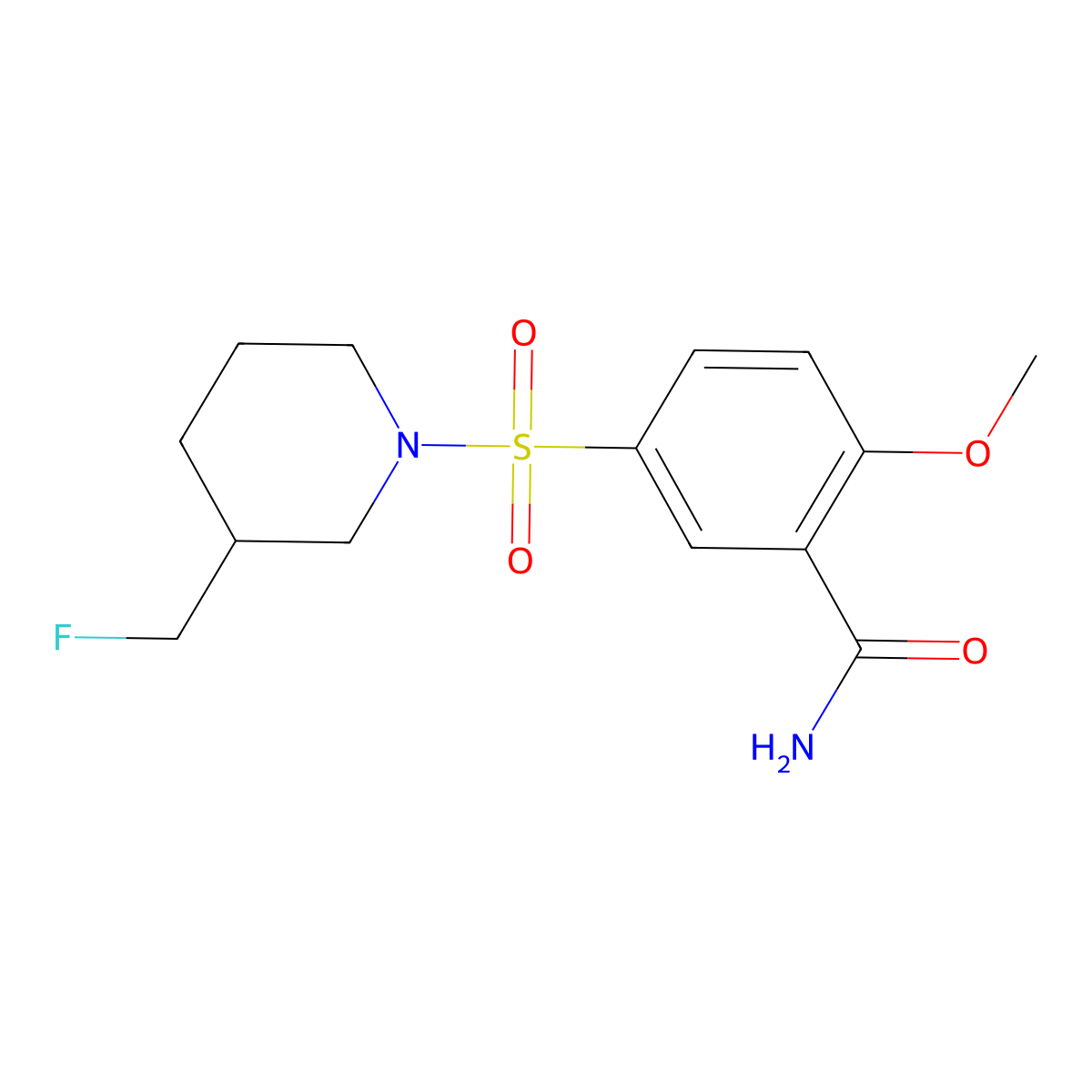 5-{[3-(Fluoromethyl)piperidin-1-yl]sulfonyl}-2-methoxybenzamide molecular structure, CAS 2742030-04-0