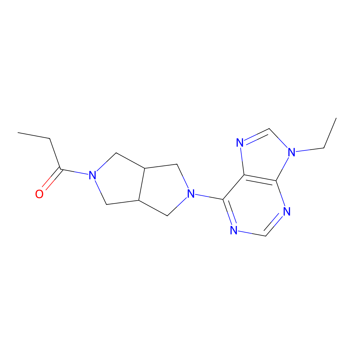 1-[5-(9-ethyl-9H-purin-6-yl)-octahydropyrrolo[3,4-c]pyrrol-2-yl]propan-1-one molecular structure, CAS 2742030-07-3