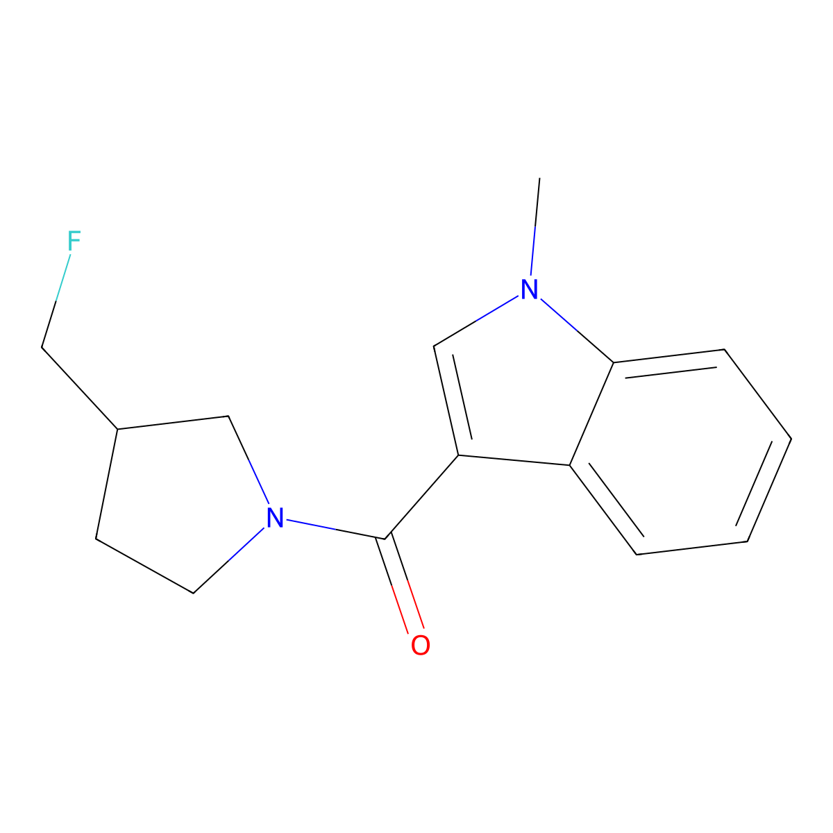 3-[3-(fluoromethyl)pyrrolidine-1-carbonyl]-1-methyl-1H-indole molecular structure, CAS 2742030-10-8