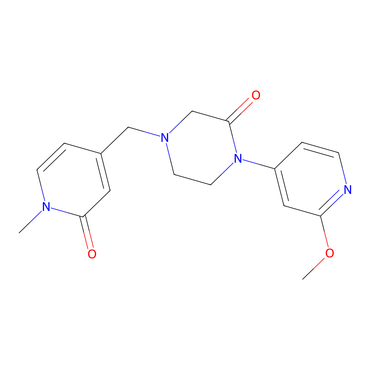 1-(2-Methoxypyridin-4-yl)-4-[(1-methyl-2-oxo-1,2-dihydropyridin-4-yl)methyl]piperazin-2-one molecular structure, CAS 2742030-12-0
