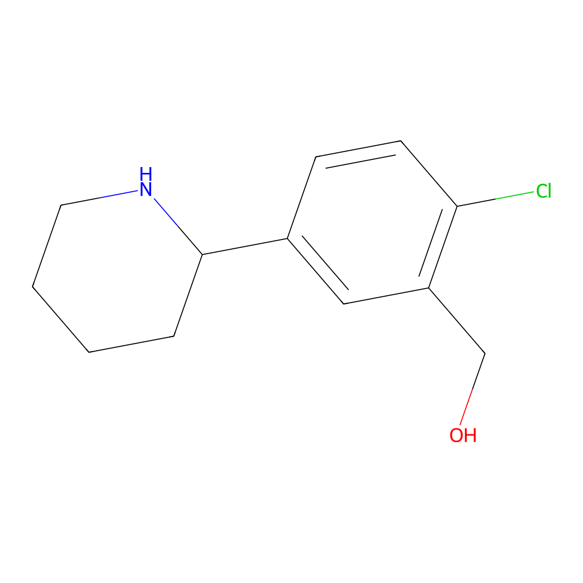 [2-Chloro-5-(piperidin-2-yl)phenyl]methanol molecular structure, CAS 2742030-15-3