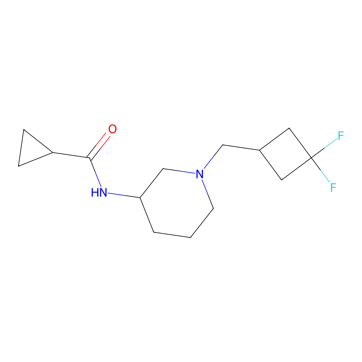 N-{1-[(3,3-difluorocyclobutyl)methyl]piperidin-3-yl}cyclopropanecarboxamide molecular structure, CAS 2742030-16-4