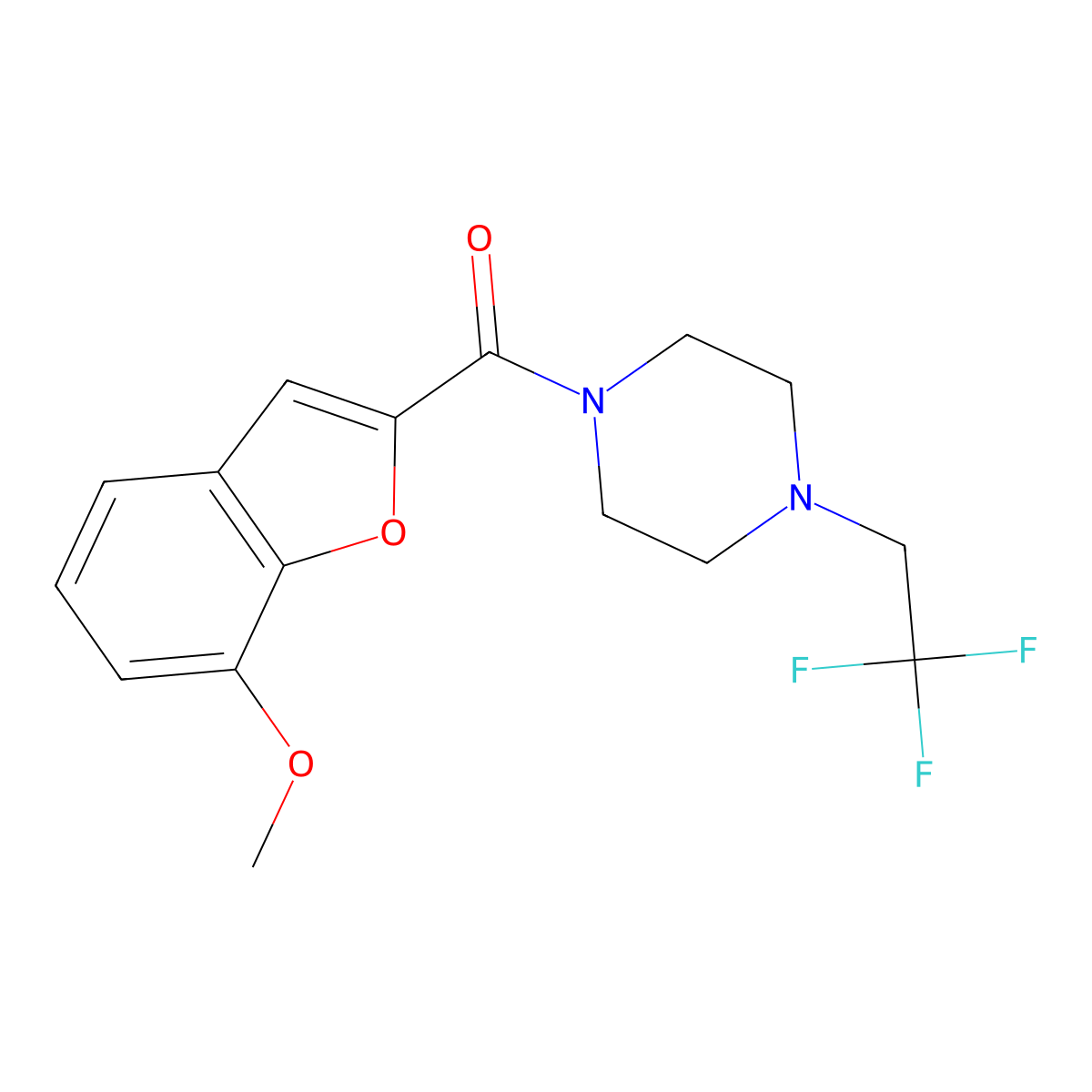 1-(7-Methoxy-1-benzofuran-2-carbonyl)-4-(2,2,2-trifluoroethyl)piperazine molecular structure, CAS 2742030-20-0