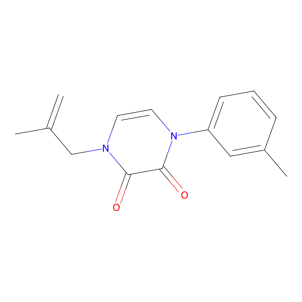 1-(3-Methylphenyl)-4-(2-methylprop-2-en-1-yl)-1,2,3,4-tetrahydropyrazine-2,3-dione molecular structure, CAS 2742030-22-2