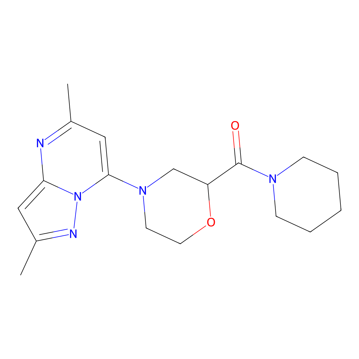 4-{2,5-Dimethylpyrazolo[1,5-a]pyrimidin-7-yl}-2-(piperidine-1-carbonyl)morpholine molecular structure, CAS 2742030-26-6