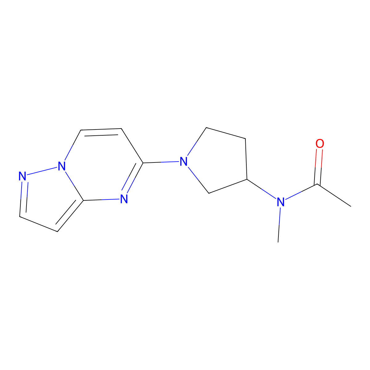 N-methyl-N-(1-{pyrazolo[1,5-a]pyrimidin-5-yl}pyrrolidin-3-yl)acetamide molecular structure, CAS 2742030-28-8