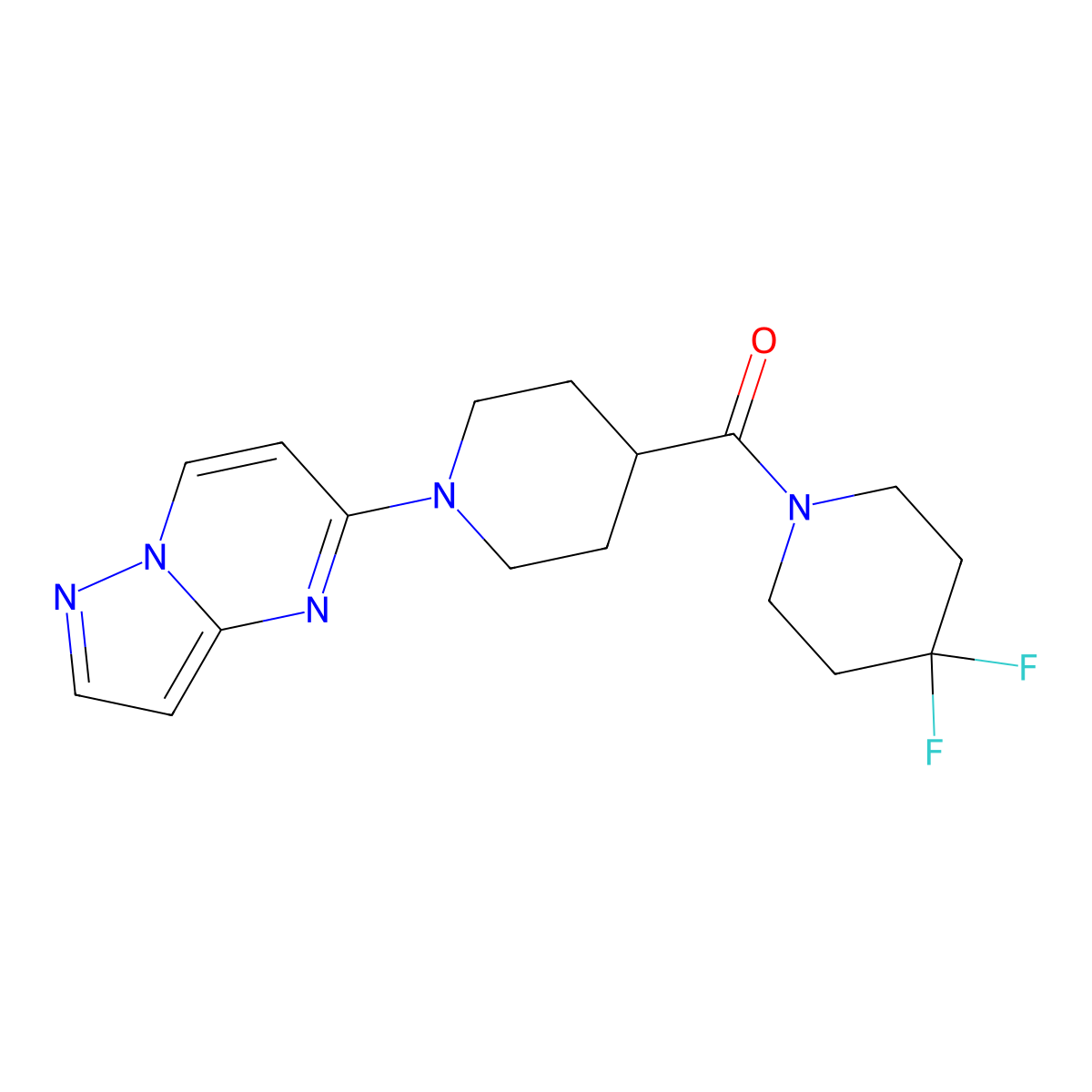 4-(4,4-Difluoropiperidine-1-carbonyl)-1-{pyrazolo[1,5-a]pyrimidin-5-yl}piperidine molecular structure, CAS 2742030-29-9