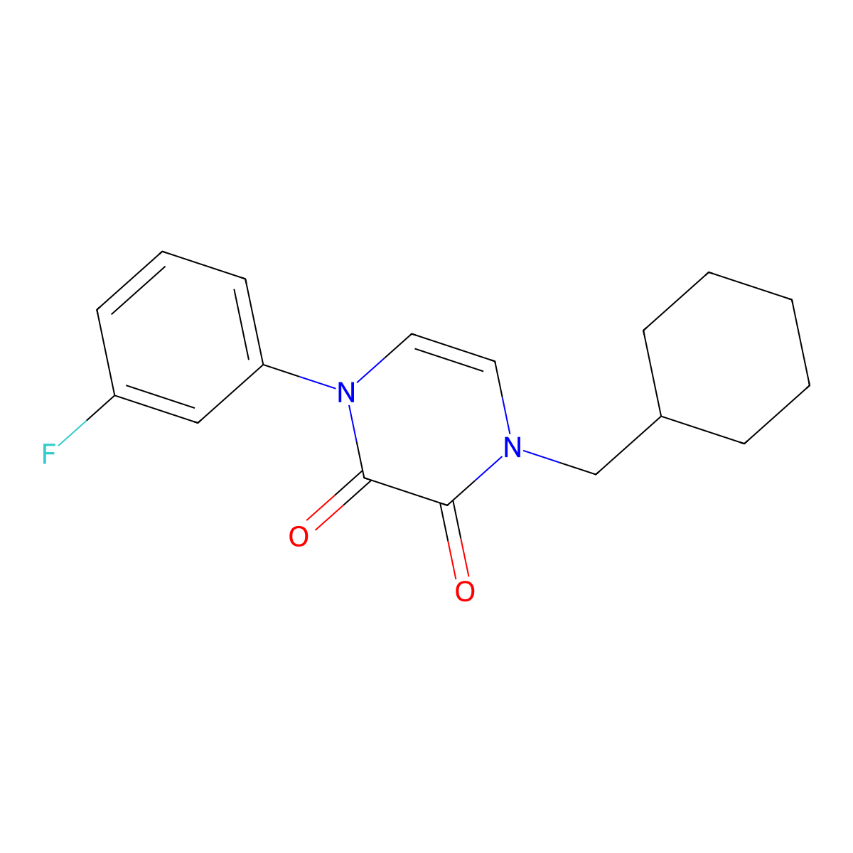 1-(Cyclohexylmethyl)-4-(3-fluorophenyl)-1,2,3,4-tetrahydropyrazine-2,3-dione molecular structure, CAS 2742030-33-5
