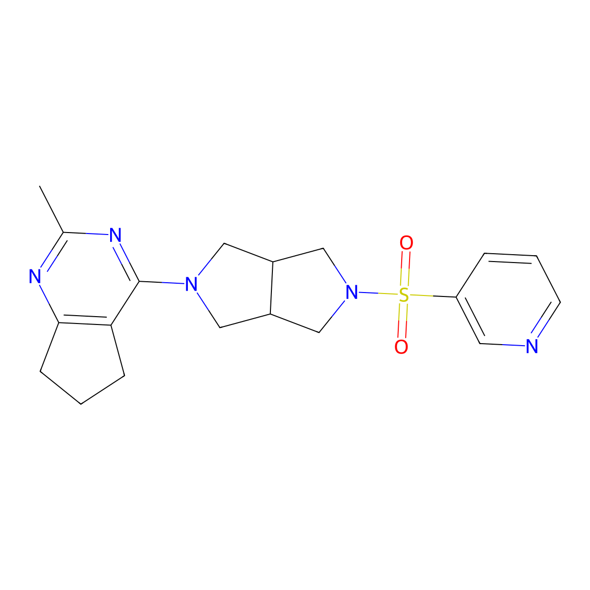 3-[(5-{2-methyl-5H,6H,7H-cyclopenta[d]pyrimidin-4-yl}-octahydropyrrolo[3,4-c]pyrrol-2-yl)sulfonyl]pyridine molecular structure, CAS 2742030-36-8