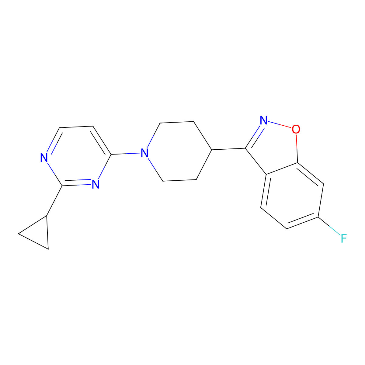 3-[1-(2-Cyclopropylpyrimidin-4-yl)piperidin-4-yl]-6-fluoro-1,2-benzoxazole molecular structure, CAS 2742030-37-9
