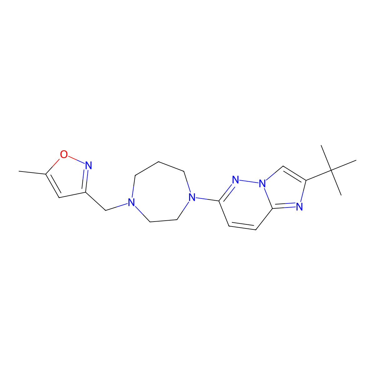 1-{2-Tert-butylimidazo[1,2-b]pyridazin-6-yl}-4-[(5-methyl-1,2-oxazol-3-yl)methyl]-1,4-diazepane molecular structure, CAS 2742030-38-0