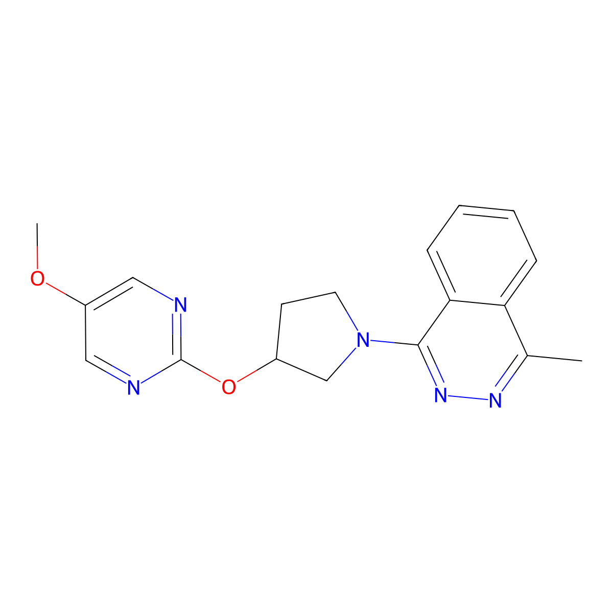 1-{3-[(5-Methoxypyrimidin-2-yl)oxy]pyrrolidin-1-yl}-4-methylphthalazine molecular structure, CAS 2742030-39-1