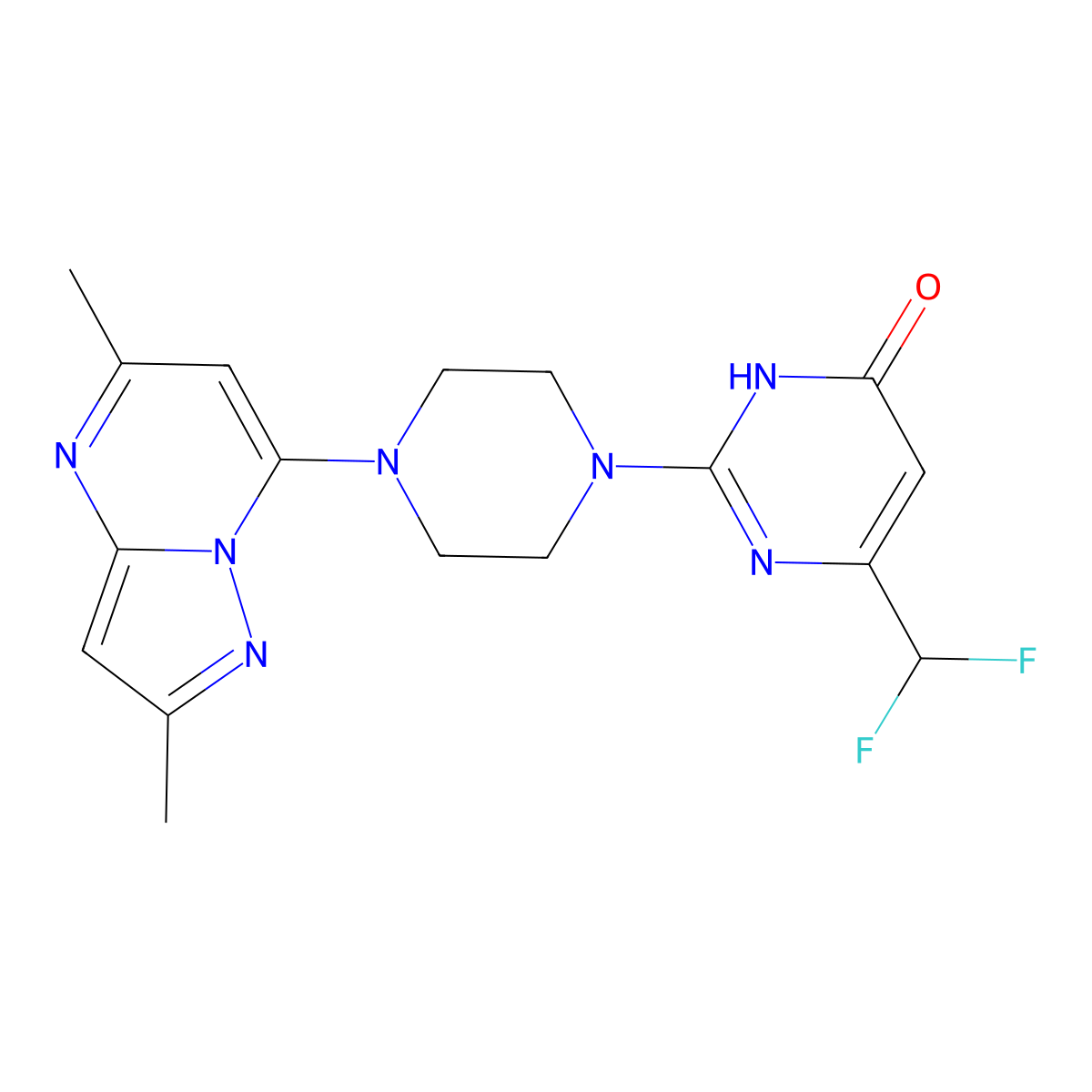 6-(Difluoromethyl)-2-(4-{2,5-dimethylpyrazolo[1,5-a]pyrimidin-7-yl}piperazin-1-yl)-3,4-dihydropyrimidin-4-one molecular structure, CAS 2742030-40-4