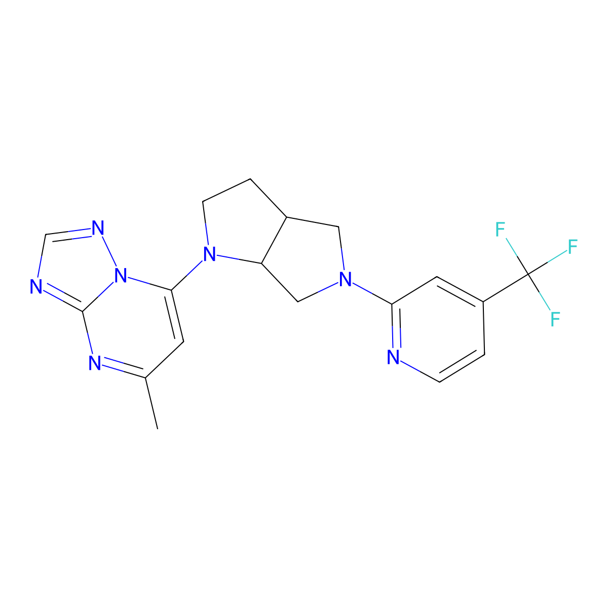 2-(1-{5-Methyl-[1,2,4]triazolo[1,5-a]pyrimidin-7-yl}-octahydropyrrolo[2,3-c]pyrrol-5-yl)-4-(trifluoromethyl)pyridine molecular structure, CAS 2742030-41-5