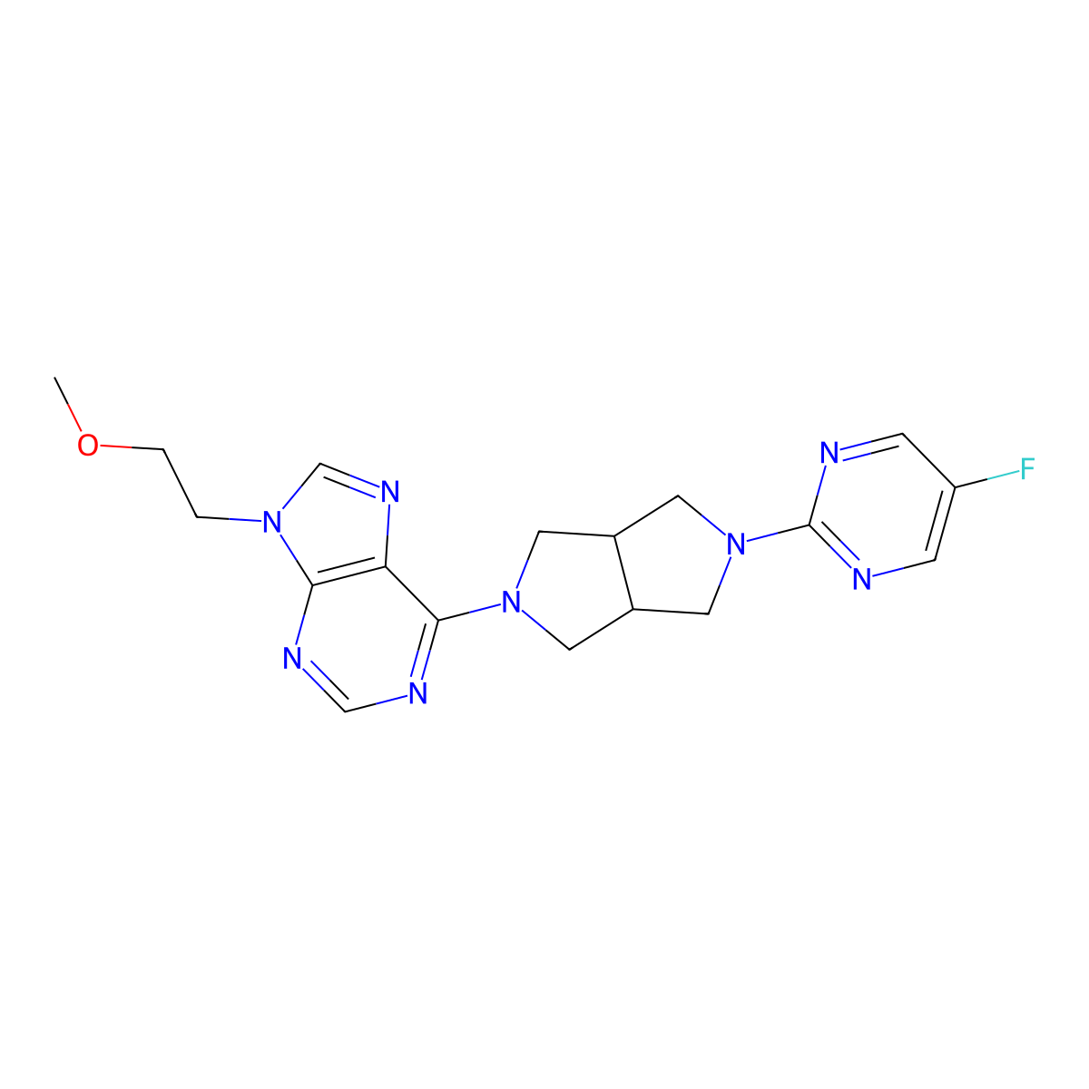 6-[5-(5-fluoropyrimidin-2-yl)-octahydropyrrolo[3,4-c]pyrrol-2-yl]-9-(2-methoxyethyl)-9H-purine molecular structure, CAS 2742030-44-8