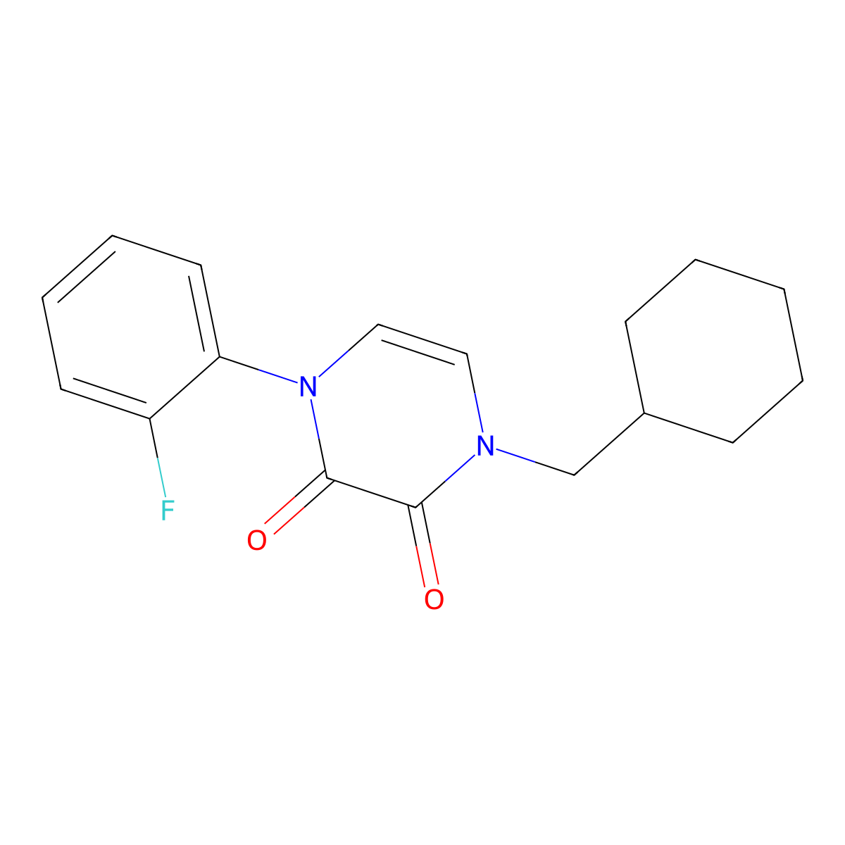 1-(Cyclohexylmethyl)-4-(2-fluorophenyl)-1,2,3,4-tetrahydropyrazine-2,3-dione molecular structure, CAS 2742030-45-9