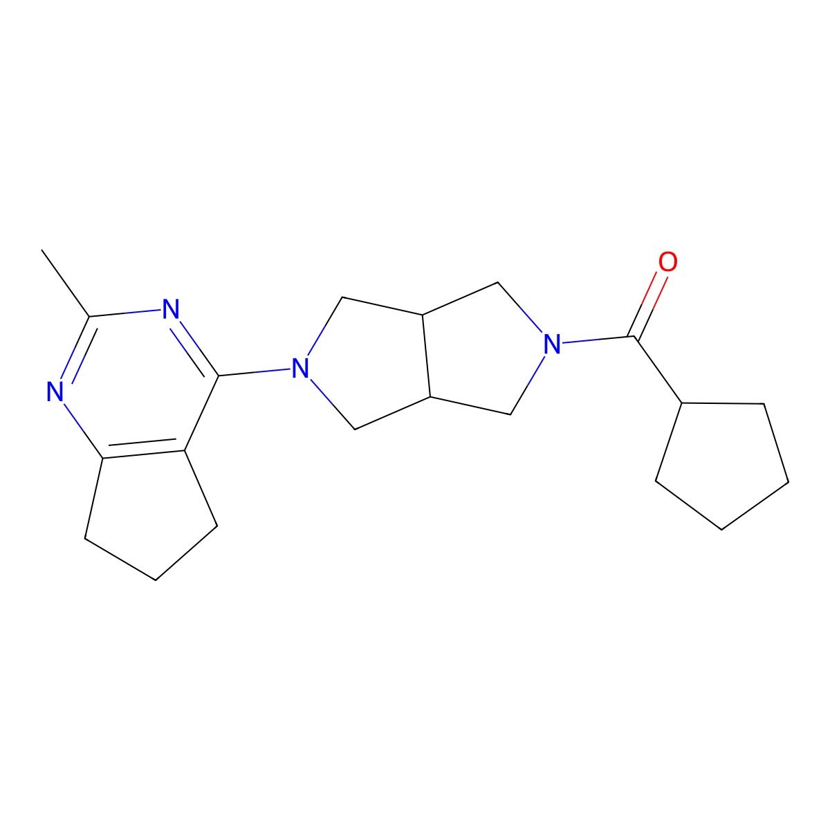 2-cyclopentanecarbonyl-5-{2-methyl-5H,6H,7H-cyclopenta[d]pyrimidin-4-yl}-octahydropyrrolo[3,4-c]pyrrole molecular structure, CAS 2742030-47-1
