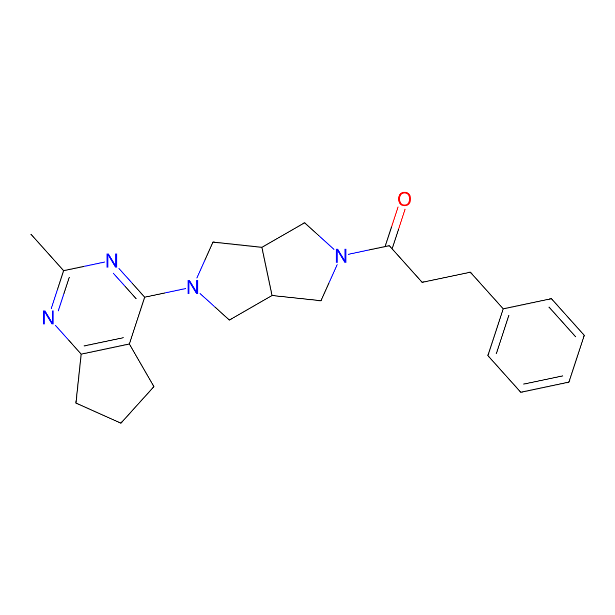 1-(5-{2-methyl-5H,6H,7H-cyclopenta[d]pyrimidin-4-yl}-octahydropyrrolo[3,4-c]pyrrol-2-yl)-3-phenylpropan-1-one molecular structure, CAS 2742030-49-3