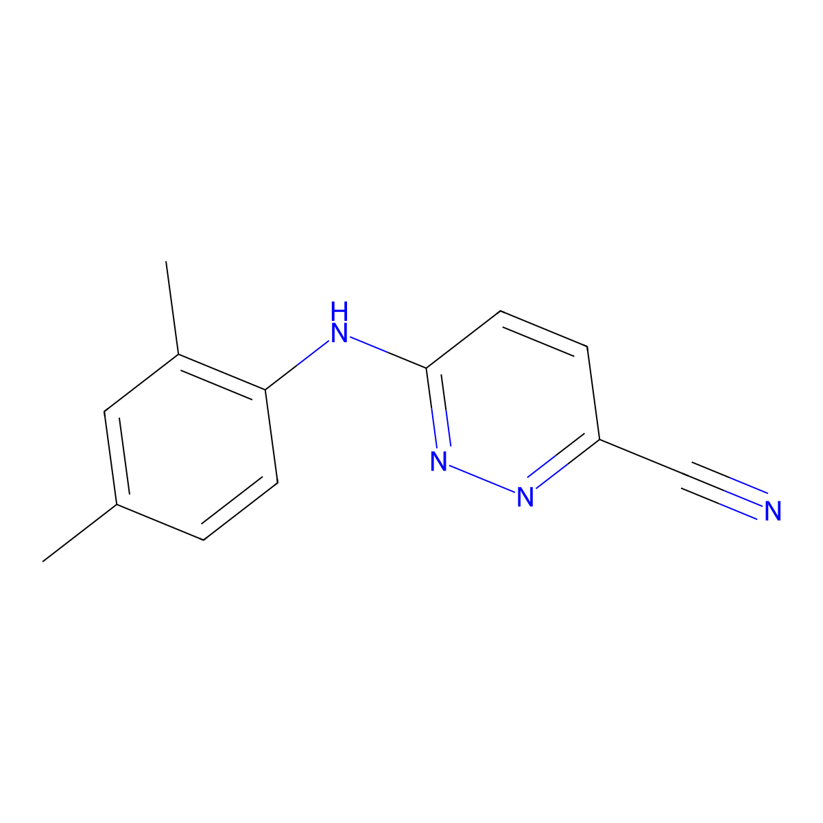 6-[(2,4-Dimethylphenyl)amino]pyridazine-3-carbonitrile molecular structure, CAS 2742030-58-4