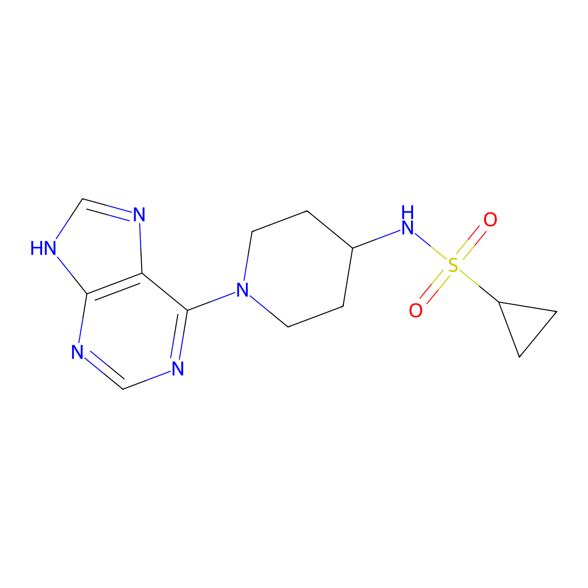 N-[1-(9H-purin-6-yl)piperidin-4-yl]cyclopropanesulfonamide molecular structure, CAS 2742030-70-0