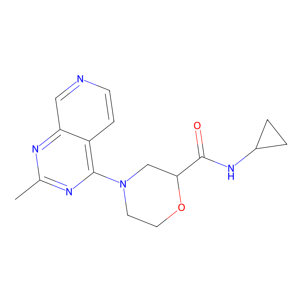 N-cyclopropyl-4-{2-methylpyrido[3,4-d]pyrimidin-4-yl}morpholine-2-carboxamide molecular structure, CAS 2742030-71-1