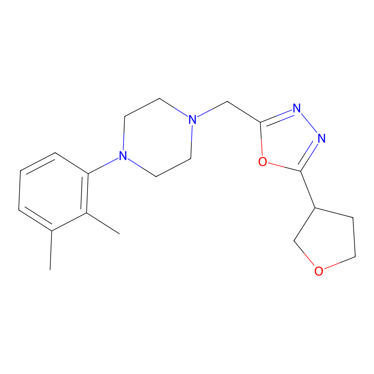 1-(2,3-Dimethylphenyl)-4-{[5-(oxolan-3-yl)-1,3,4-oxadiazol-2-yl]methyl}piperazine molecular structure, CAS 2742030-73-3