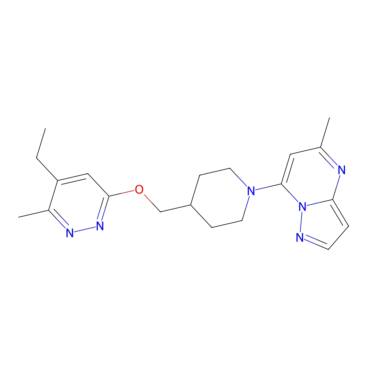 4-Ethyl-3-methyl-6-[(1-{5-methylpyrazolo[1,5-a]pyrimidin-7-yl}piperidin-4-yl)methoxy]pyridazine molecular structure, CAS 2742030-77-7
