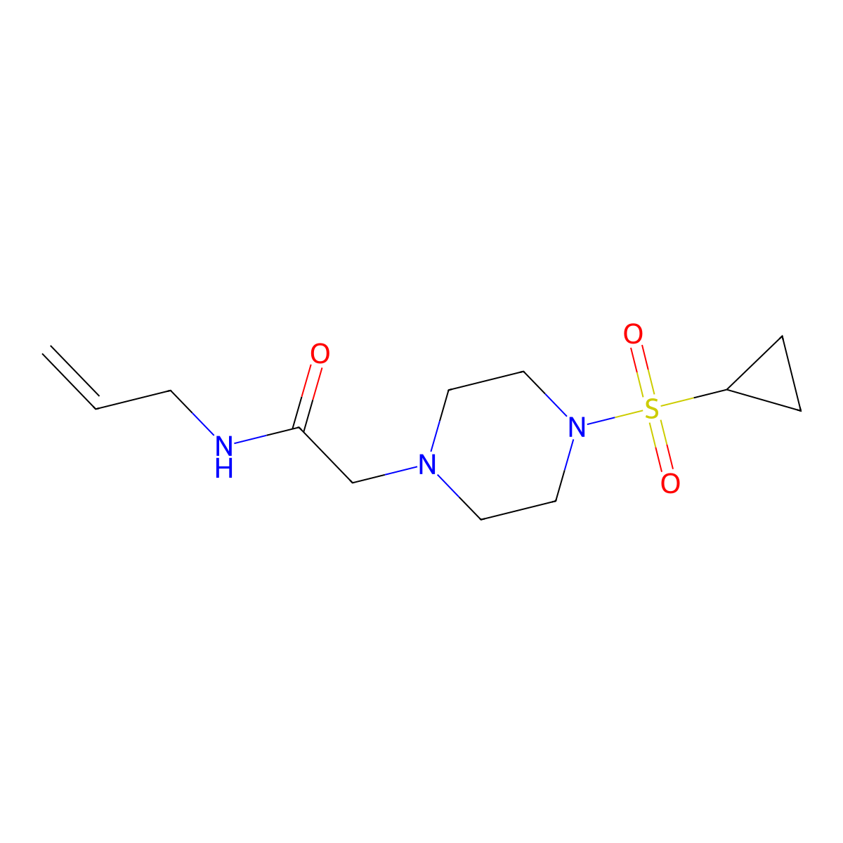 2-[4-(cyclopropanesulfonyl)piperazin-1-yl]-N-(prop-2-en-1-yl)acetamide molecular structure, CAS 2742030-78-8