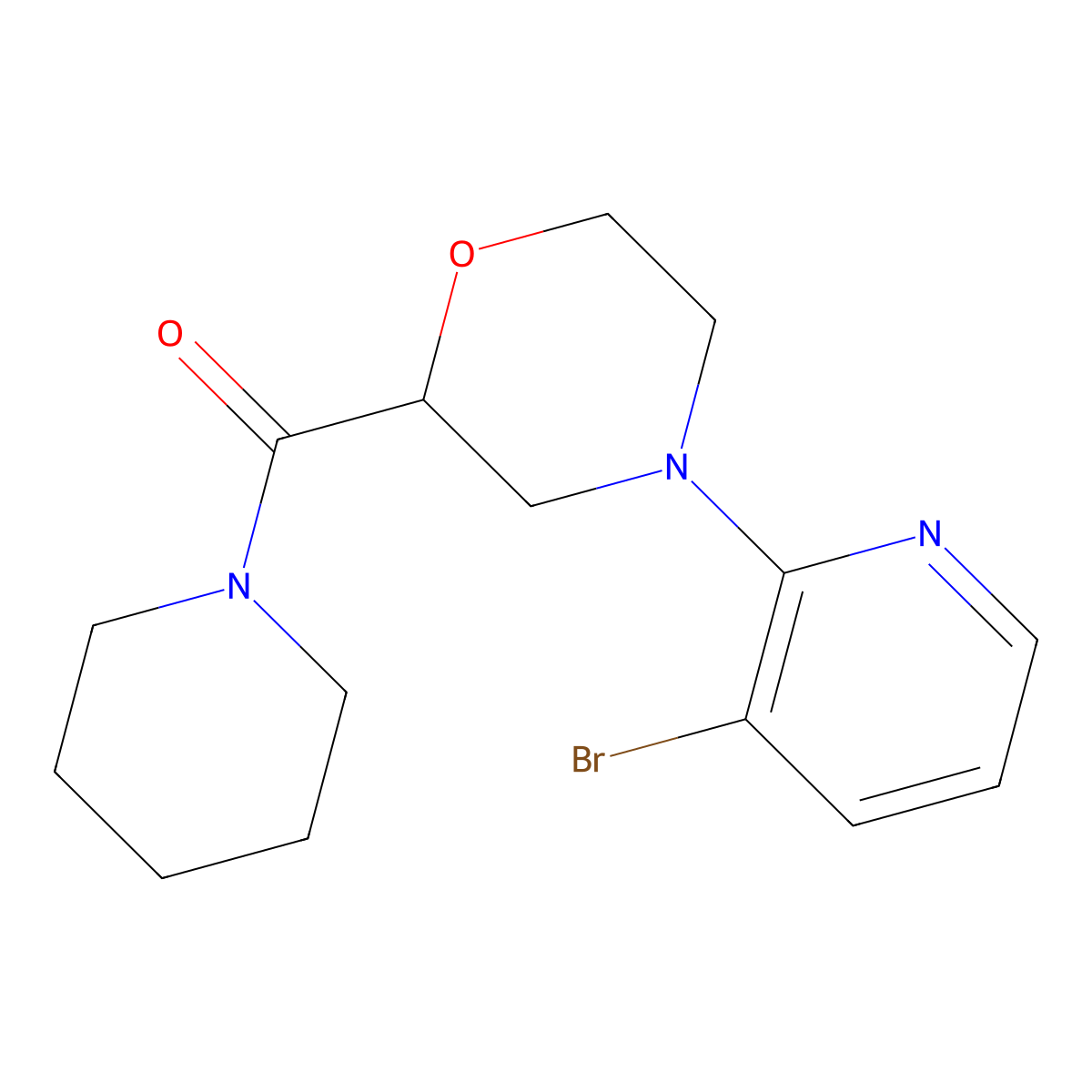 4-(3-Bromopyridin-2-yl)-2-(piperidine-1-carbonyl)morpholine molecular structure, CAS 2742030-79-9