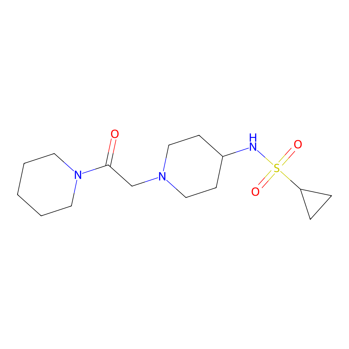 N-[1-(2-oxo-2-piperidin-1-ylethyl)piperidin-4-yl]cyclopropanesulfonamide molecular structure, CAS 2742030-81-3