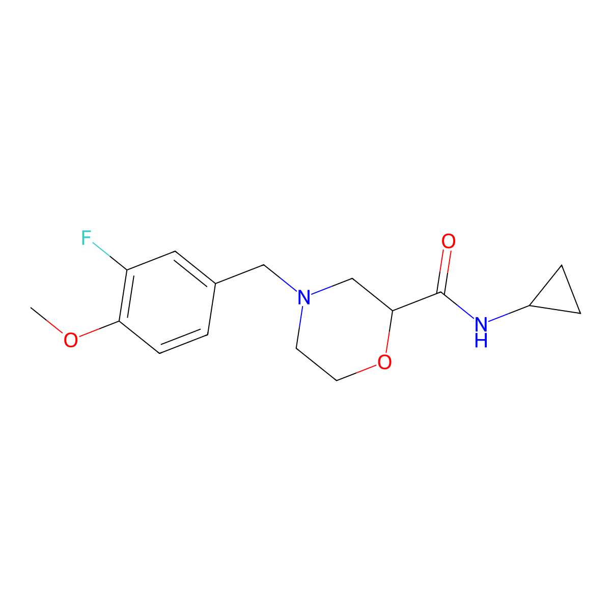 N-cyclopropyl-4-[(3-fluoro-4-methoxyphenyl)methyl]morpholine-2-carboxamide molecular structure, CAS 2742030-83-5