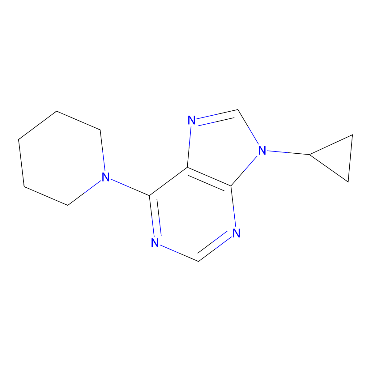 9-cyclopropyl-6-(piperidin-1-yl)-9H-purine molecular structure, CAS 2742030-87-9