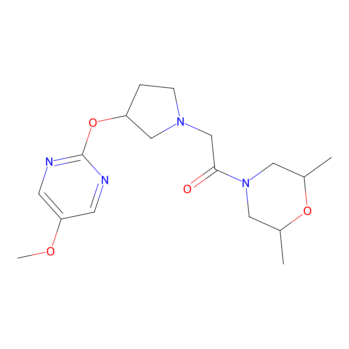 1-(2,6-Dimethylmorpholin-4-yl)-2-{3-[(5-methoxypyrimidin-2-yl)oxy]pyrrolidin-1-yl}ethan-1-one molecular structure, CAS 2742030-88-0