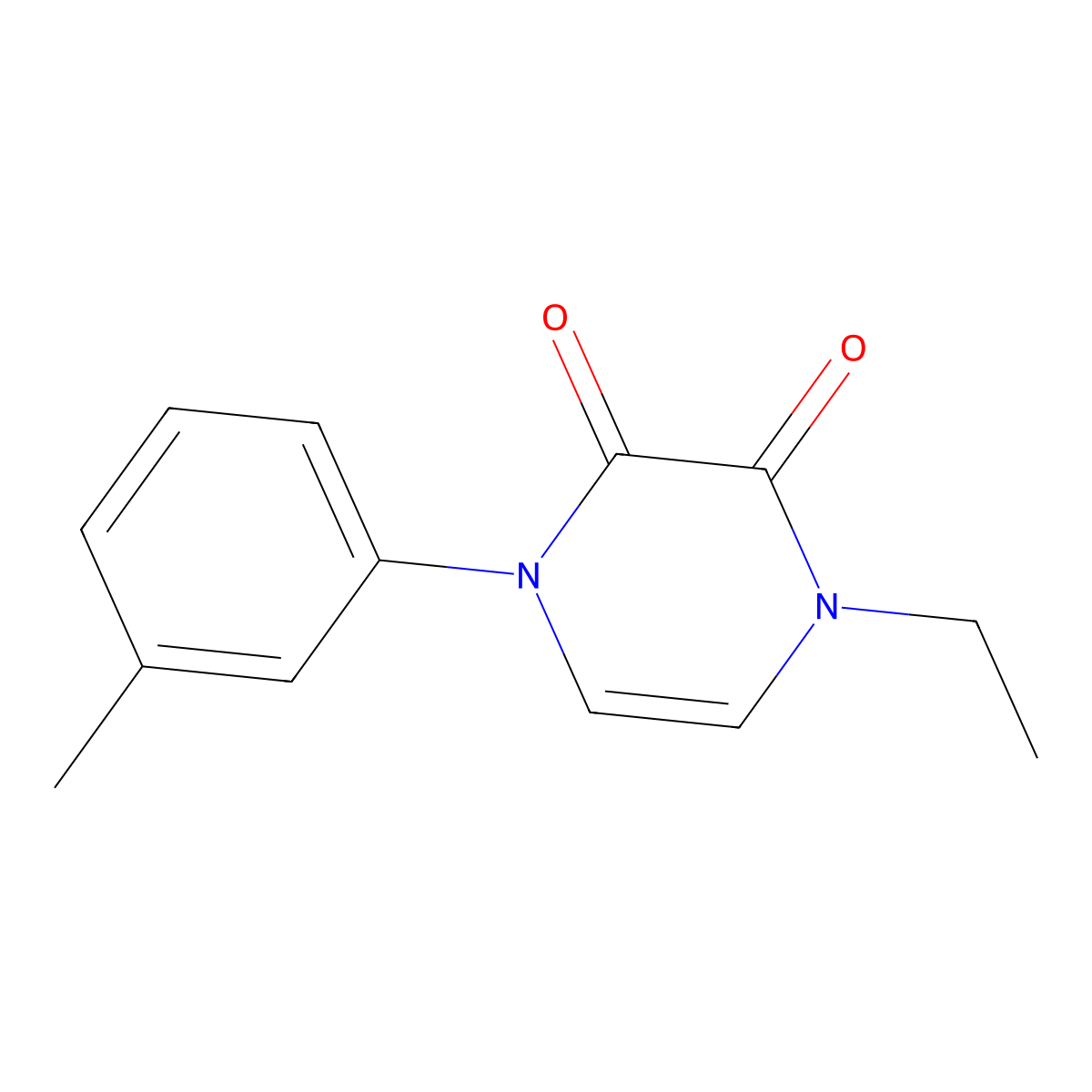 1-Ethyl-4-(3-methylphenyl)-1,2,3,4-tetrahydropyrazine-2,3-dione molecular structure, CAS 2742030-89-1
