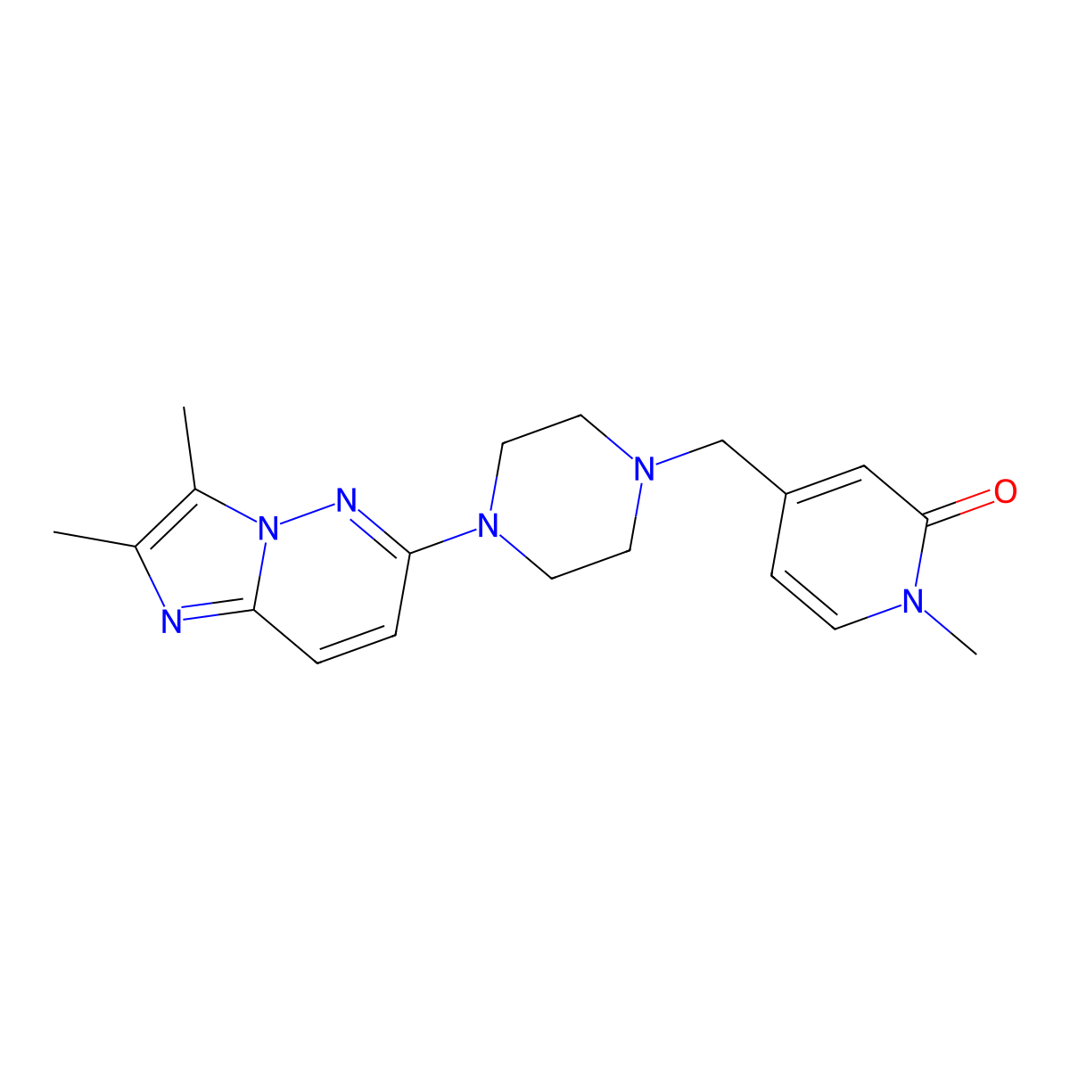 4-[(4-{2,3-Dimethylimidazo[1,2-b]pyridazin-6-yl}piperazin-1-yl)methyl]-1-methyl-1,2-dihydropyridin-2-one molecular structure, CAS 2742030-95-9