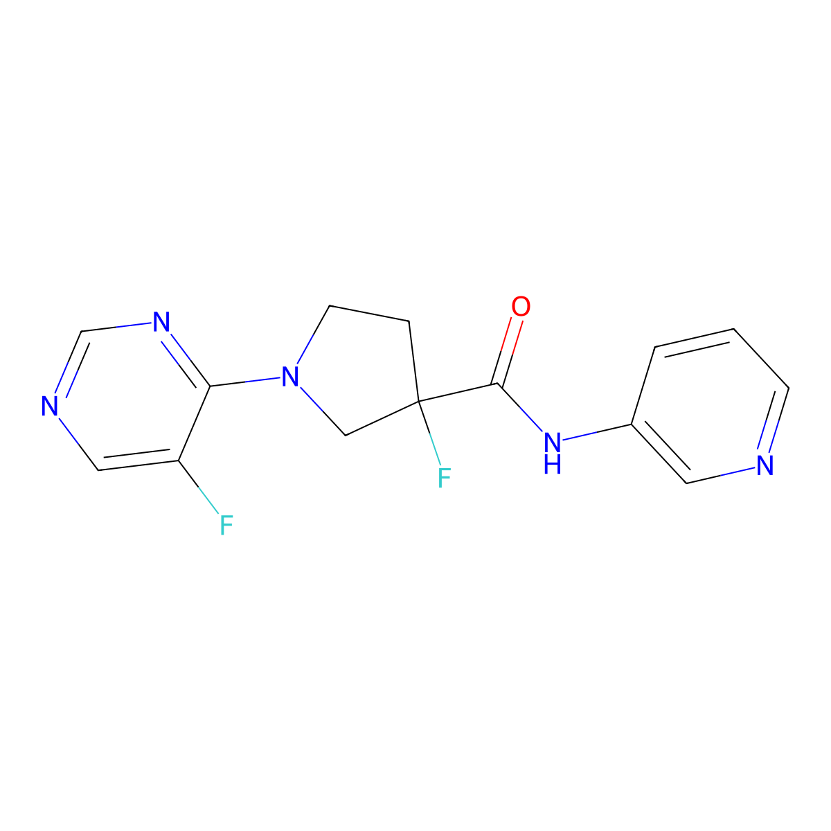 3-fluoro-1-(5-fluoropyrimidin-4-yl)-N-(pyridin-3-yl)pyrrolidine-3-carboxamide molecular structure, CAS 2742030-97-1