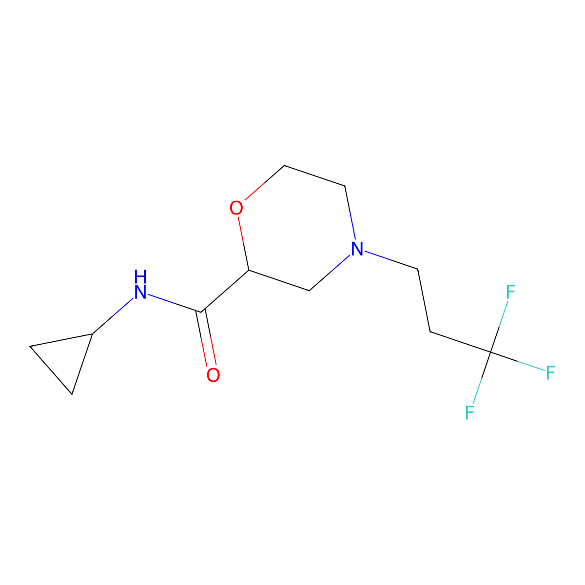 N-cyclopropyl-4-(3,3,3-trifluoropropyl)morpholine-2-carboxamide molecular structure, CAS 2742031-01-0